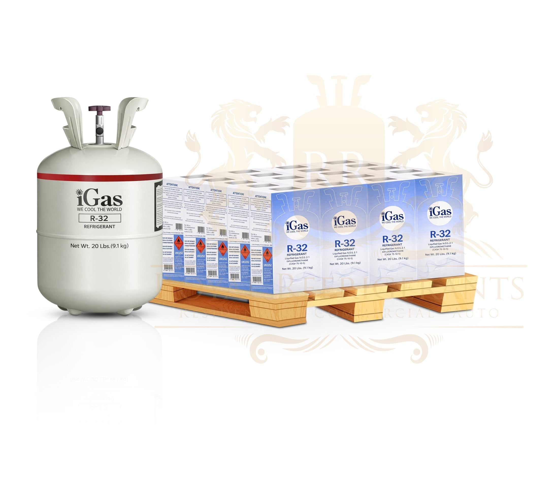 R-32 Refrigerant 20 LB AMERICAN BRANDED New Factory Sealed Cylinder- USA Brand, High-Purity HVAC Refrigerant