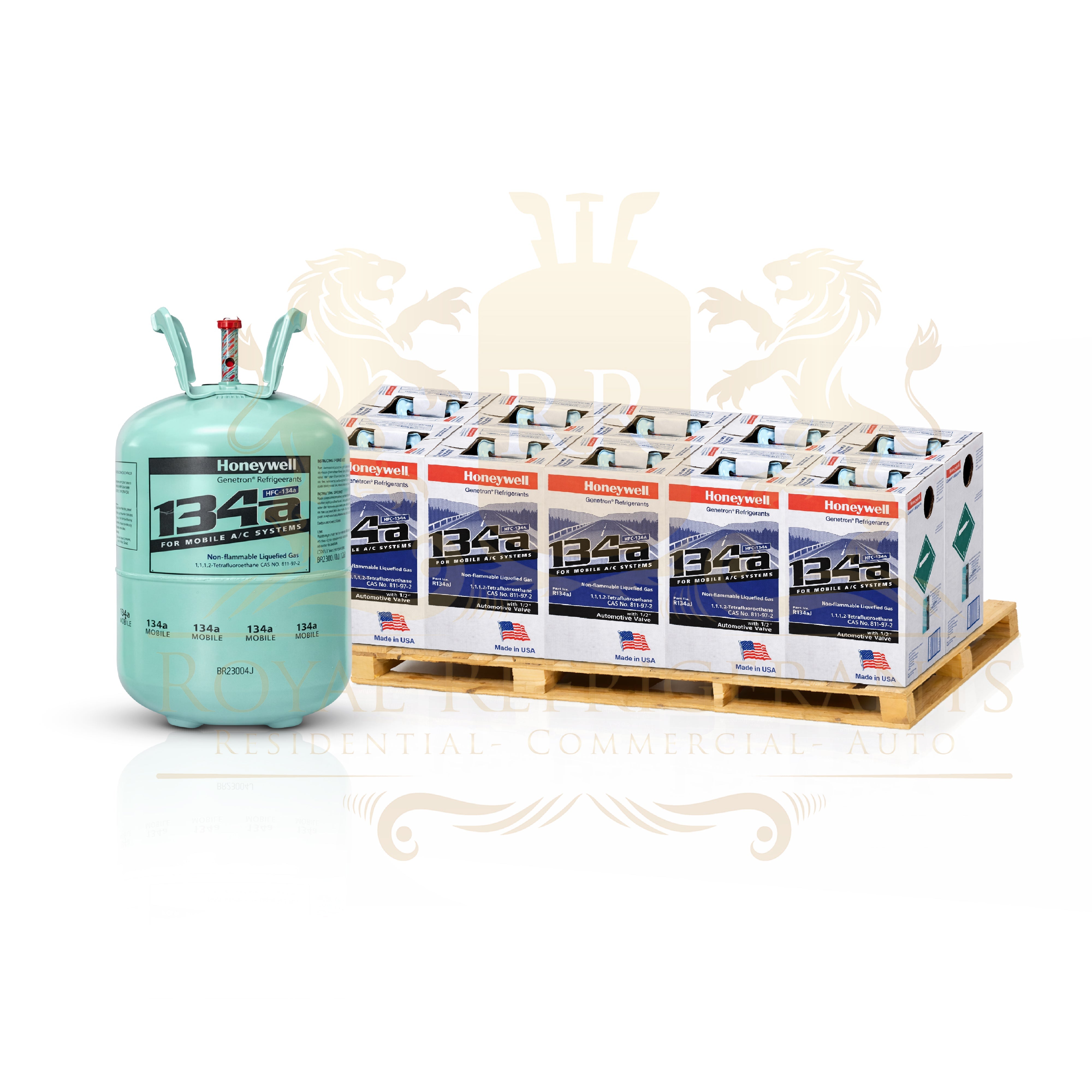 R-134A 30lb Refrigerants 30lb Honeywell HVAC AMERICAN BRANDED New Factory Sealed Cylinder- USA Brand, High-Purity HVAC Refrigerant