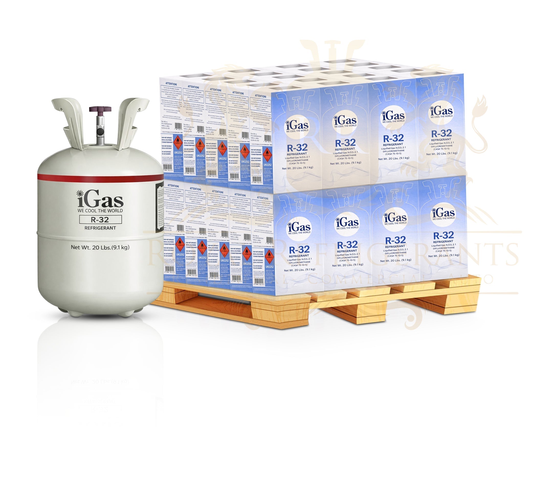 R-32 Refrigerant 20 LB AMERICAN BRANDED New Factory Sealed Cylinder- USA Brand, High-Purity HVAC Refrigerant